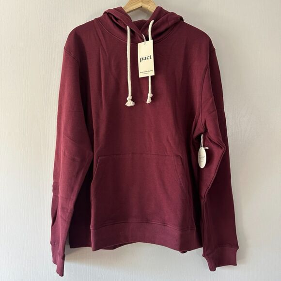 Pact Raisin One For All Unisex Hoodie Pullover Organic Cotton Red Burgundy Large - Picture 1 of 7